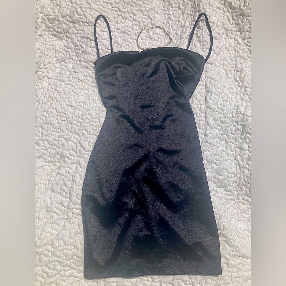 Satin Ultra Low Back Mini Dress